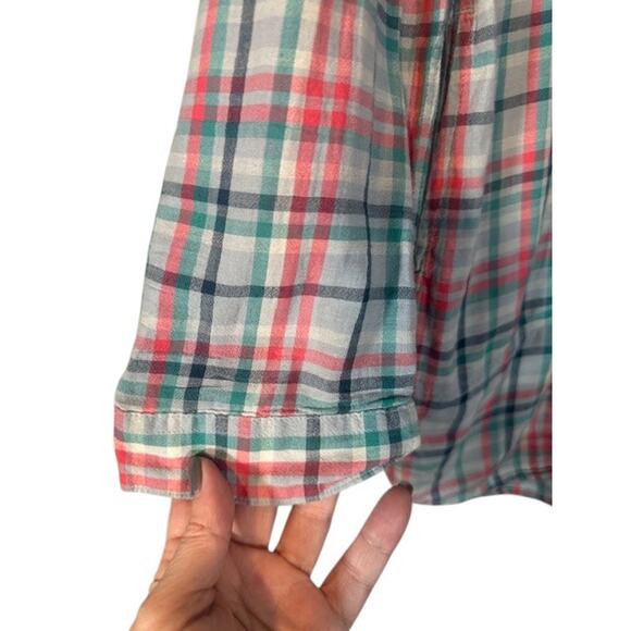 Toad & Co Plaid Blue & Pink Multi Quarter Button Long Sleeve Shirt Women Sz S - Picture 3 of 9